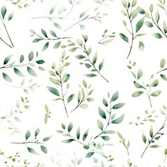 Elegant floral seamless pattern with flower and leaves watercolor on white background.