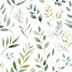Elegant floral seamless pattern with flower and leaves watercolor on white background.