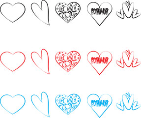 Heart icon svg bundle three color variation love Icons Free Download