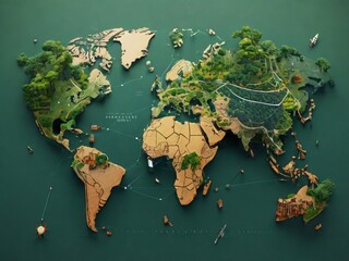 Biophilic sustainable global map interconnected 