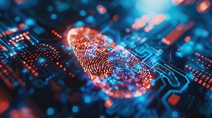 Fingerprint Scanner Technology Enhancing Cybersecurity - obrazy, fototapety, plakaty