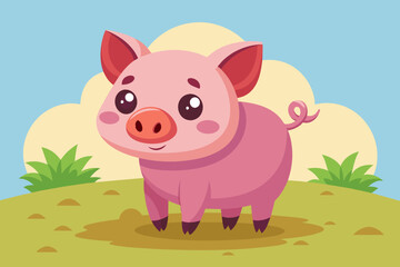 cute pig standing on the ground 