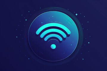 Wifi symbol blue 3d illustration.  Concept of connection, internet, router. - obrazy, fototapety, plakaty