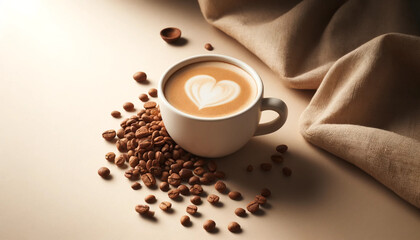  Composition with coffee latte on a light background