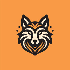 Red fox head symmetric logo style illustration