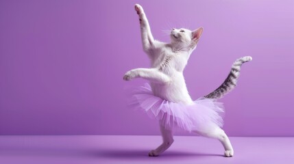 Cat wearing a tutu dancing ballet