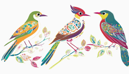 Assortment of Bird Vector Graphics Against a White Background