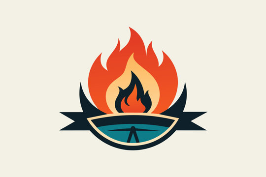 Fire pit logo design. Vintage fire logo template design