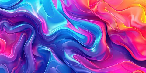 Abstraction, slow motion of rainbow colors, various geometric shapes, illustration, waves and cubes, background, wallpaper. - obrazy, fototapety, plakaty