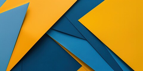 Abstraction in yellow and blue colors, combination of different geometric shapes, background, wallpaper. - obrazy, fototapety, plakaty