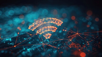 Wireless Network Concept, Abstract Data Background with Wifi Icon