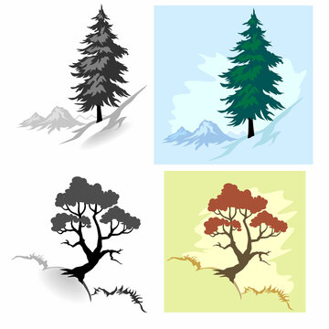 Drawing pictures of cute color trees