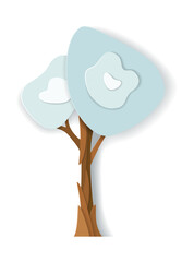 Four seasons tree paper cut icon. Cartoon style symbol, nature and environment eco concept winter. illustration isolated on white background