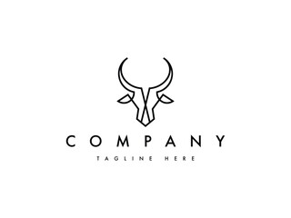 abstract bull cow head line logo design