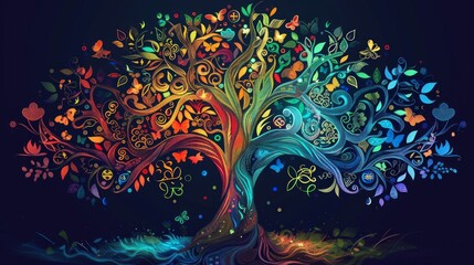 Tree of Religious Symbols Signifying Unity in Diversity