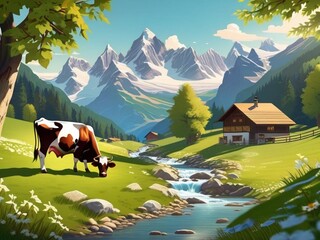 Alps, cows