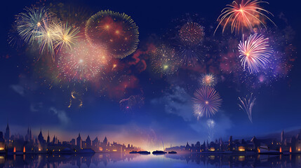 beautiful fireworks - obrazy, fototapety, plakaty
