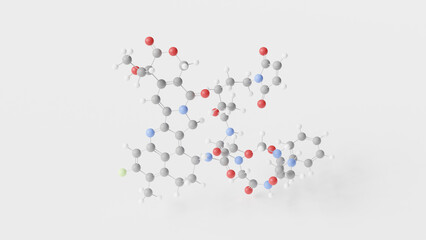 deruxtecan molecule 3d, molecular structure, ball and stick model, structural chemical formula topoisomerase i inhibitor