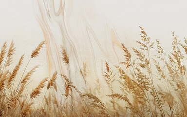 High grass wallpaper with marble texture 