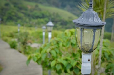 Selective focus shot of a street lamp