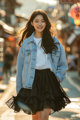 Fototapeta premium 청자켓 입은 소녀