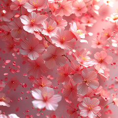 パステル背景に咲き誇る桜のテクスチャ