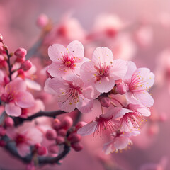 パステル背景に咲き誇る桜のテクスチャ