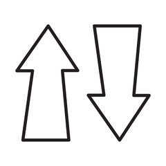 Up and down arrow icon. Two arrows with different direction can be used in input output process, forward sign. Editable stroke vector illustration. design on white background. In EPS 10