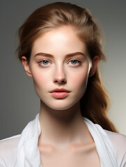 Portrait of a beautiful young woman with natural make-up.