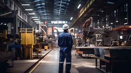 factory worker looking at a production line