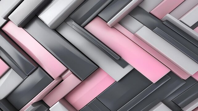 Gray mixed pink color 3d chevron abstract pattern background with 3d arrowhead design 