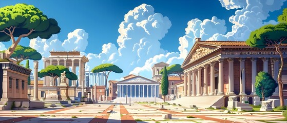 Julius Caesars triumphant return to Rome highlighting the citys stunning architecture and the grandeur of the Roman Empire. Concept Roman Empire, Julius Caesar, Grand Architecture, Triumphal Return - obrazy, fototapety, plakaty