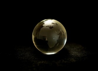 Closeup of a transparent glass globe