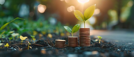 Investing in Electric Vehicles and a Net Zero Future: A Stack of Coins Representing Sustainable Growth Potential in ESG Investments. Concept Electric Vehicles, Sustainable Growth, ESG Investments - obrazy, fototapety, plakaty