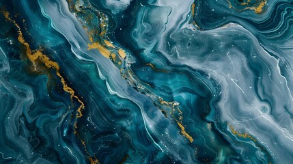 Mesmerizing Marble Masterpiece:Ethereal Swirls of Aqua,Emerald and Sapphire Hues - obrazy, fototapety, plakaty