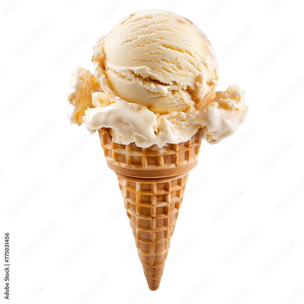 Wall mural front view of a delicious looking single apple pie ice cream scoop on a cone levitating in the air i