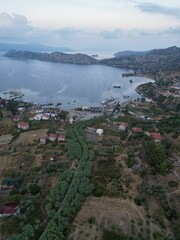 Fototapeta na wymiar Aerial view of a small town on the coast