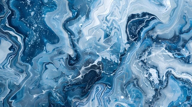 Ethereal and Icy Blue Marble Texture with Swirling White Patterns,Evoking the Serene Beauty of Frozen Landscapes