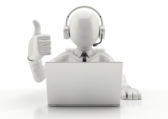 Customer Service Excellence: 3D Man in Call Center Action
