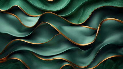 Emerald Green Silk with Copper Lines
