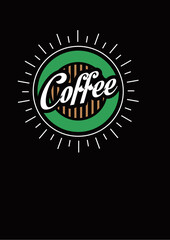 coffe lettering with sun logo