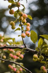 Vertical shot of a Malus transitoria banch