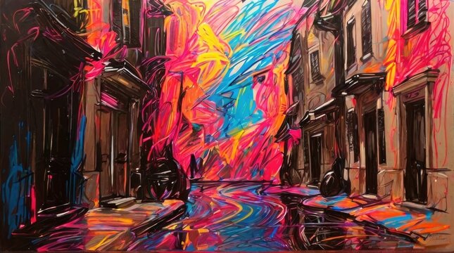 abstract city scrible caryon backgound illustration