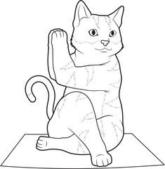 Cat Fitness Yoga Meditation Animal Vector Graphic Art Illustration