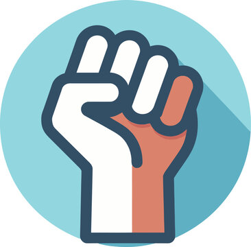Raised fist vector icon illustration. Human rights and freedom symbol.