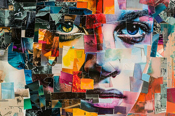 Portrait of Autism.  Generated Image.  A digital rendering of a portrait of an autistic child with puzzle pieces.