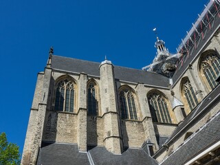 Low angle shot of a former church building called Grote or Sint-Laurenskerk in Alkmaar