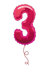 Helium pink balloons number. Realistic design element, numeral character. Party decoration balloon or anniversary sign. glossy decorative digit illustration © designer_things