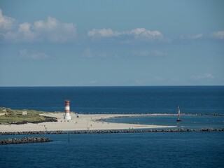Scenic view of a lighthouse located on the shore of a beach on Helgoland island