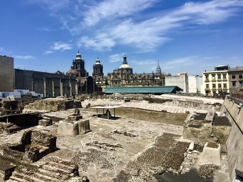 Ruins of the Templo Mayor in Tenochtitlan, Mexico City